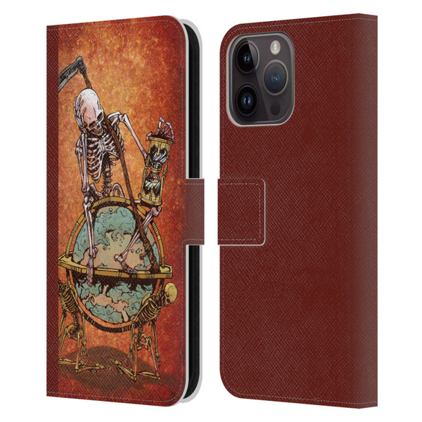 David Lozeau Colourful Art Memento Mori Leather Book Wallet Case Cover For Apple iPhone 15 Pro Max