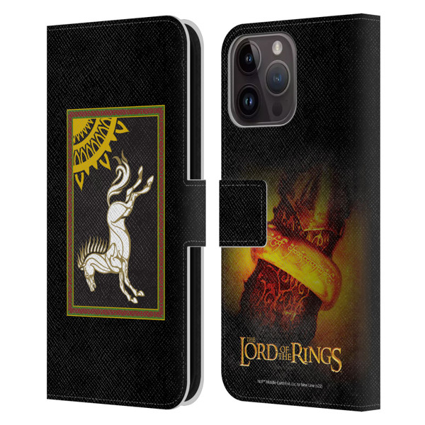 The Lord Of The Rings The Fellowship Of The Ring Graphics Flag Of Rohan Leather Book Wallet Case Cover For Apple iPhone 15 Pro Max