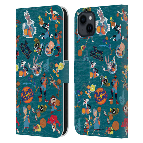 Space Jam: A New Legacy Graphics Squad Leather Book Wallet Case Cover For Apple iPhone 15 Plus