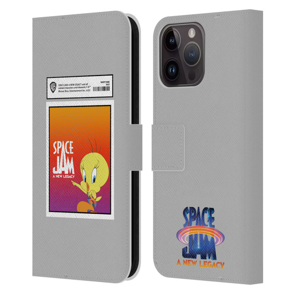 Space Jam: A New Legacy Graphics Tweety Bird Card Leather Book Wallet Case Cover For Apple iPhone 15 Pro Max