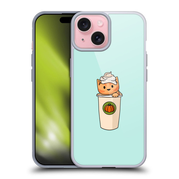 Beth Wilson Doodlecats Pumpkin Spice Latte Soft Gel Case for Apple iPhone 15