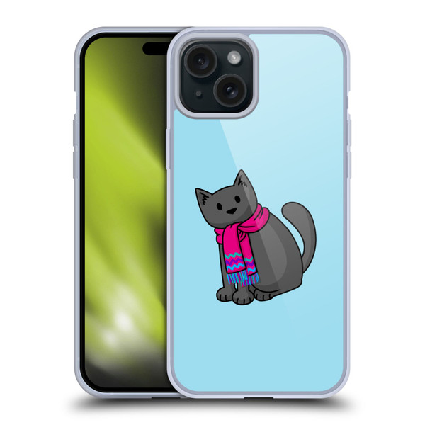 Beth Wilson Doodlecats Cold In A Scarf Soft Gel Case for Apple iPhone 15 Plus