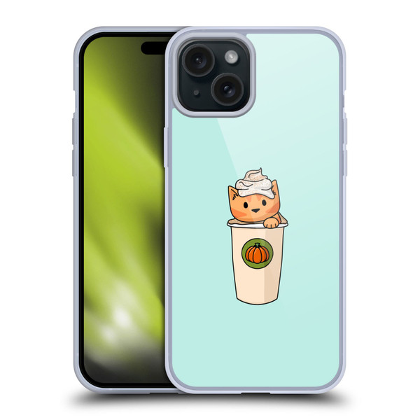 Beth Wilson Doodlecats Pumpkin Spice Latte Soft Gel Case for Apple iPhone 15 Plus