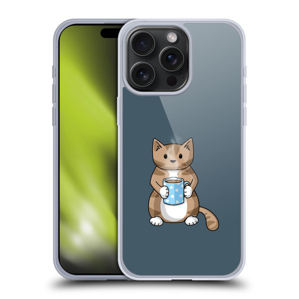 Beth Wilson Doodlecats Coffee Drinking Soft Gel Case for Apple iPhone 15 Pro Max