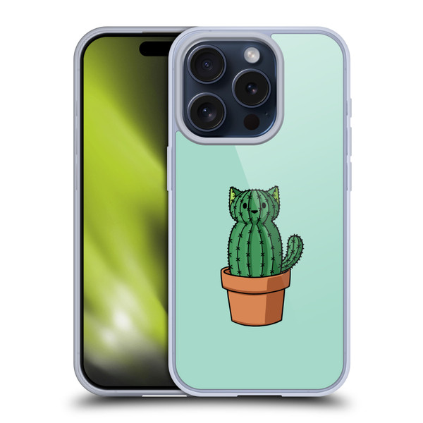 Beth Wilson Doodlecats Cactus Soft Gel Case for Apple iPhone 15 Pro