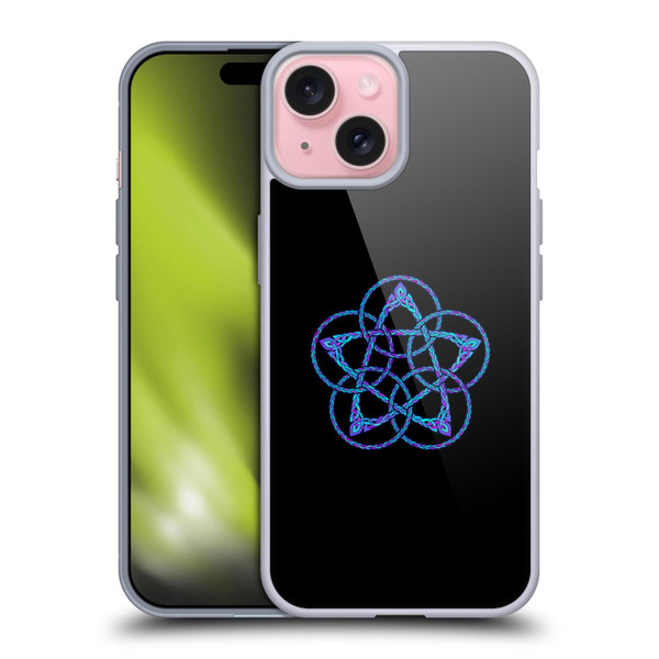 Beth Wilson Celtic Knot Stars Blue & Purple Circles Soft Gel Case for Apple iPhone 15