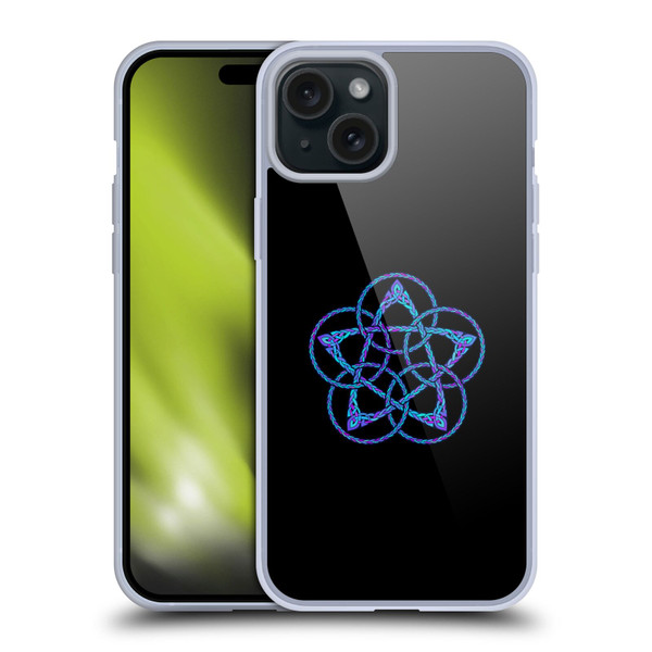 Beth Wilson Celtic Knot Stars Blue & Purple Circles Soft Gel Case for Apple iPhone 15 Plus