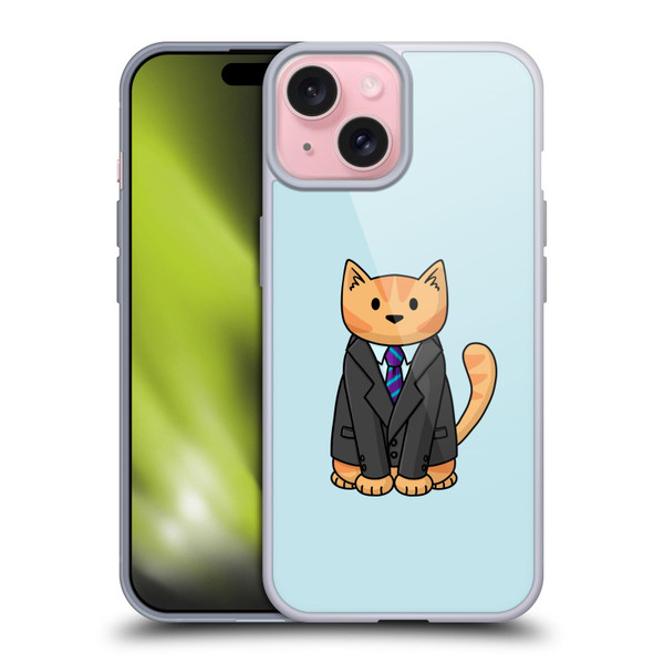Beth Wilson Doodle Cats 2 Business Suit Soft Gel Case for Apple iPhone 15