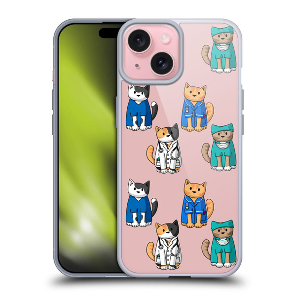 Beth Wilson Doodle Cats 2 Professionals Soft Gel Case for Apple iPhone 15