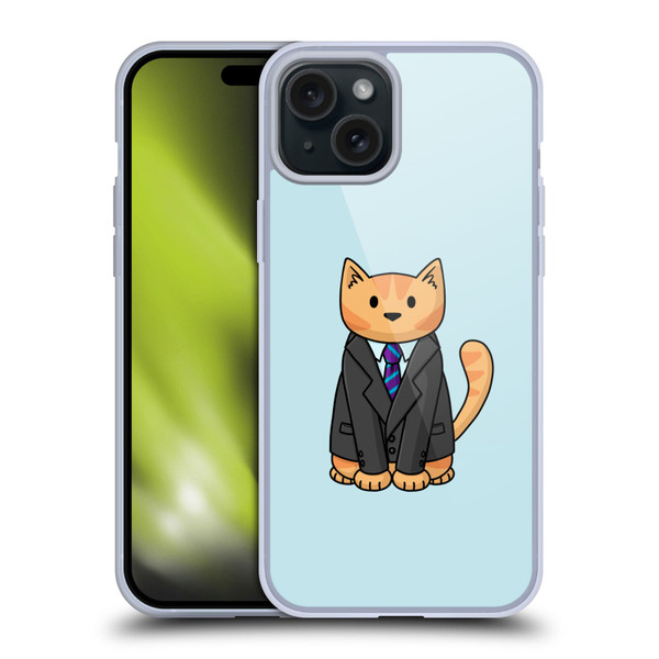 Beth Wilson Doodle Cats 2 Business Suit Soft Gel Case for Apple iPhone 15 Plus