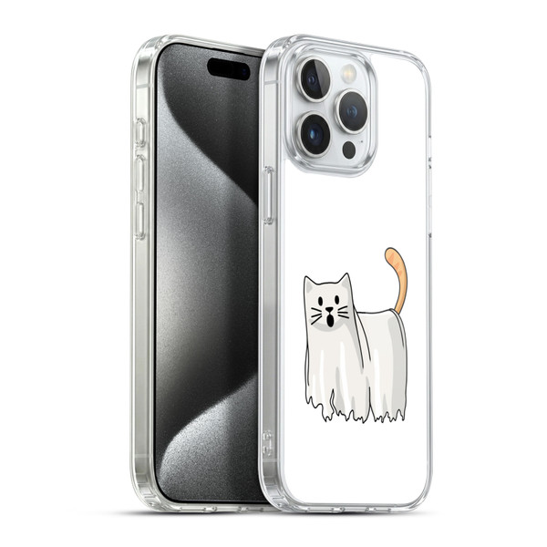 Beth Wilson Doodle Cats 2 Halloween Ghost Soft Gel Case for Apple iPhone 15 Pro Max & MagSafe