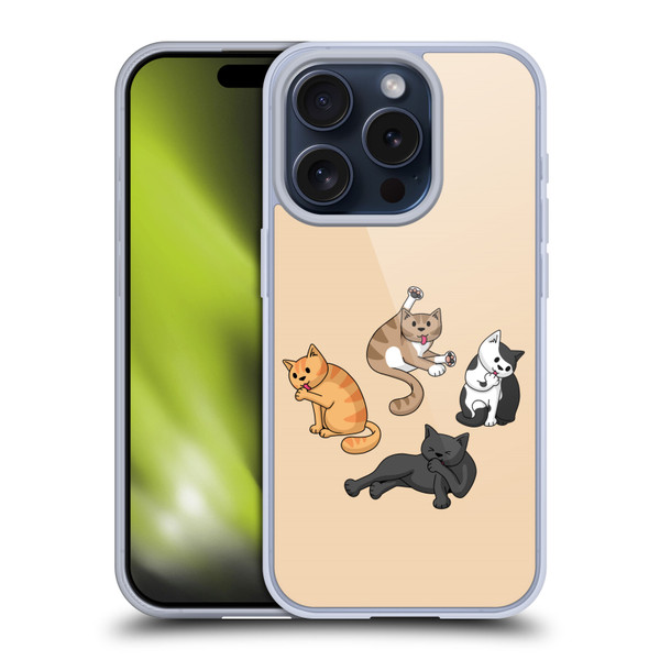 Beth Wilson Doodle Cats 2 Washing Time Soft Gel Case for Apple iPhone 15 Pro