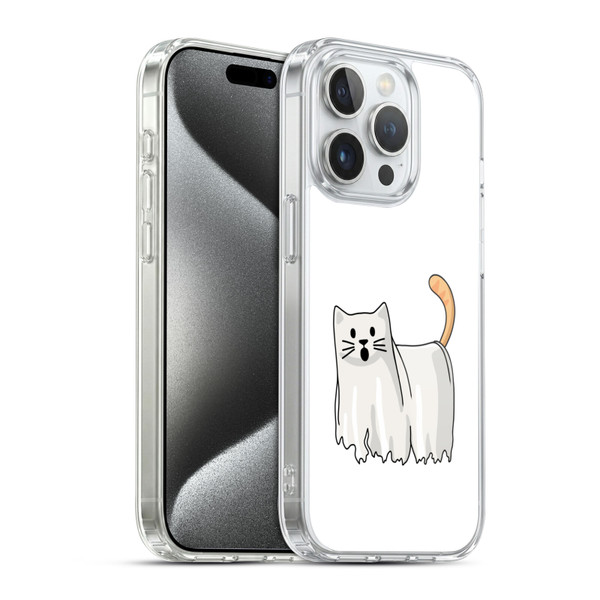 Beth Wilson Doodle Cats 2 Halloween Ghost Soft Gel Case for Apple iPhone 15 Pro & MagSafe