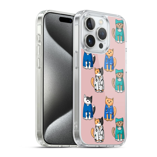 Beth Wilson Doodle Cats 2 Professionals Soft Gel Case for Apple iPhone 15 Pro & MagSafe