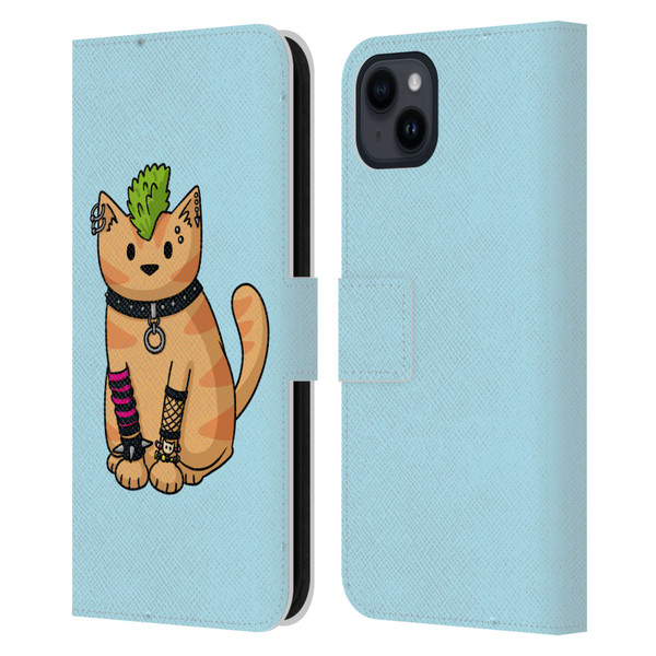 Beth Wilson Doodlecats Punk 2 Leather Book Wallet Case Cover For Apple iPhone 15 Plus