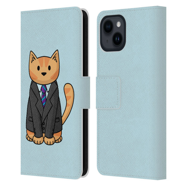 Beth Wilson Doodle Cats 2 Business Suit Leather Book Wallet Case Cover For Apple iPhone 15