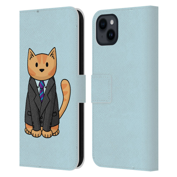 Beth Wilson Doodle Cats 2 Business Suit Leather Book Wallet Case Cover For Apple iPhone 15 Plus
