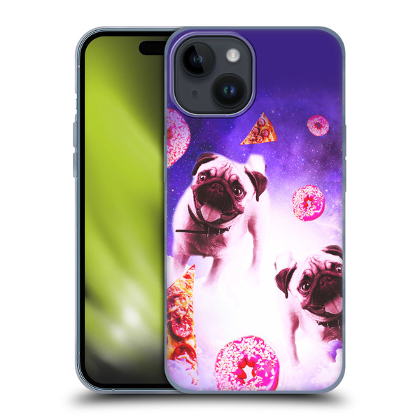 Random Galaxy Mixed Designs Pugs Pizza & Donut Soft Gel Case for Apple iPhone 15