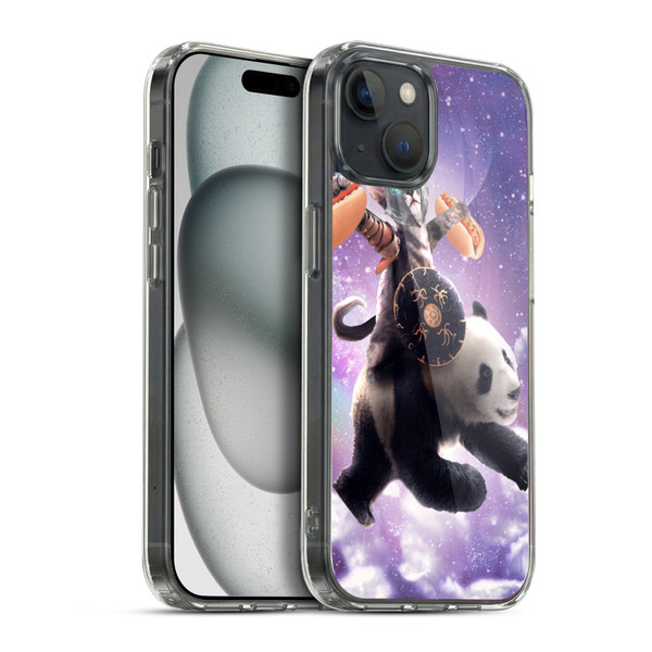 Random Galaxy Mixed Designs Warrior Cat Riding Panda Soft Gel Case for Apple iPhone 15 Plus & MagSafe