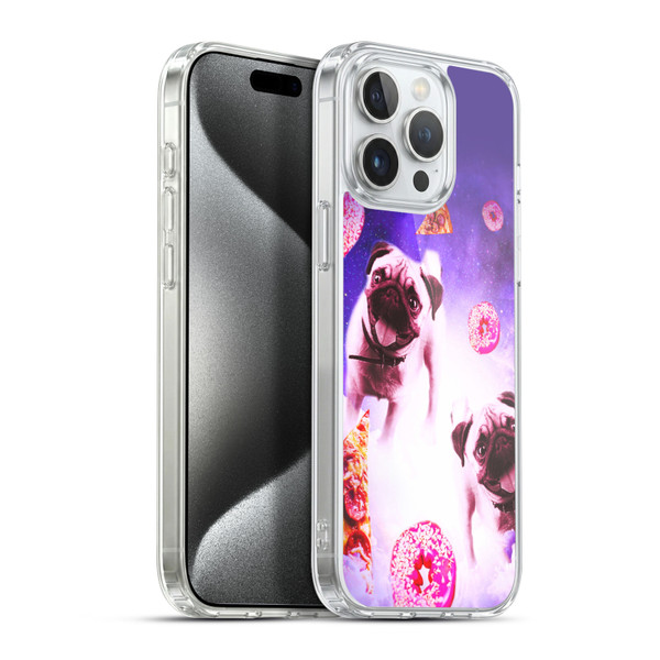 Random Galaxy Mixed Designs Pugs Pizza & Donut Soft Gel Case for Apple iPhone 15 Pro Max & MagSafe