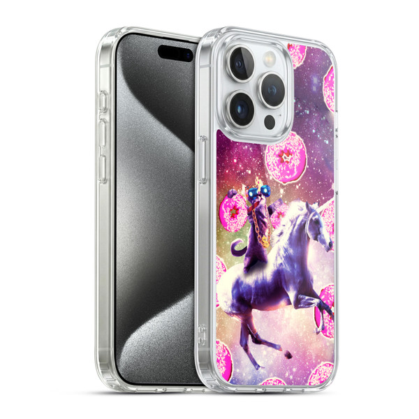 Random Galaxy Mixed Designs Thug Cat Riding Unicorn Soft Gel Case for Apple iPhone 15 Pro & MagSafe