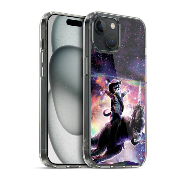 Random Galaxy Space Cat Dinosaur Unicorn Soft Gel Case for Apple iPhone 15 & MagSafe