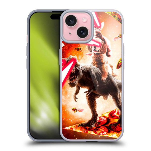 Random Galaxy Space Cat Dinosaur & Dog Lazer Eye Soft Gel Case for Apple iPhone 15