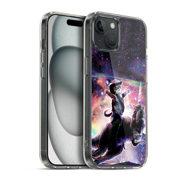 Random Galaxy Space Cat Dinosaur Unicorn Soft Gel Case for Apple iPhone 15 Plus & MagSafe