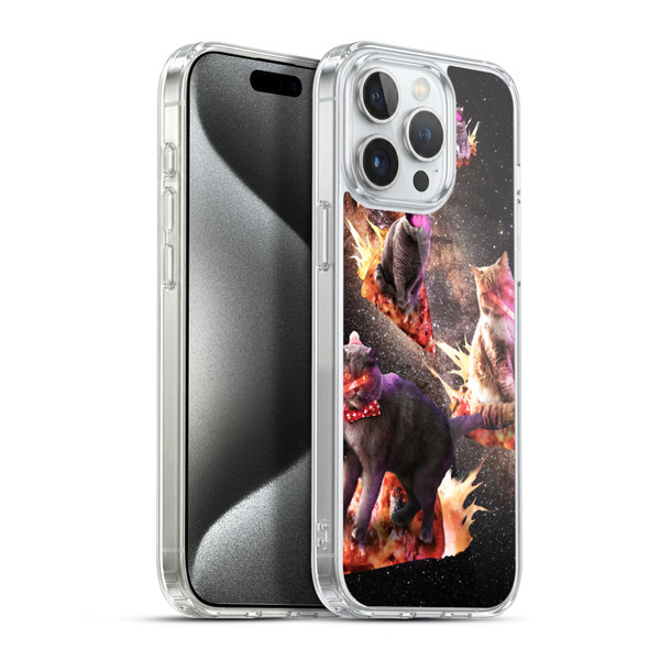 Random Galaxy Space Cat Fire Pizza Soft Gel Case for Apple iPhone 15 Pro Max & MagSafe