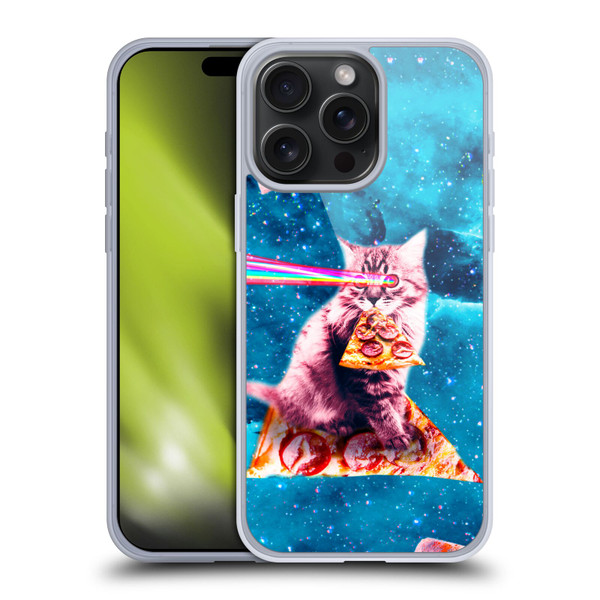 Random Galaxy Space Cat Lazer Eye & Pizza Soft Gel Case for Apple iPhone 15 Pro Max