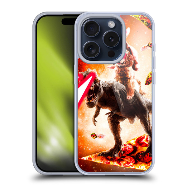 Random Galaxy Space Cat Dinosaur & Dog Lazer Eye Soft Gel Case for Apple iPhone 15 Pro