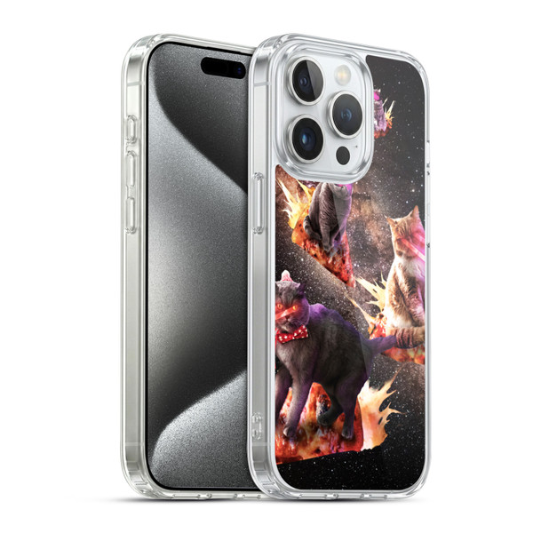 Random Galaxy Space Cat Fire Pizza Soft Gel Case for Apple iPhone 15 Pro & MagSafe