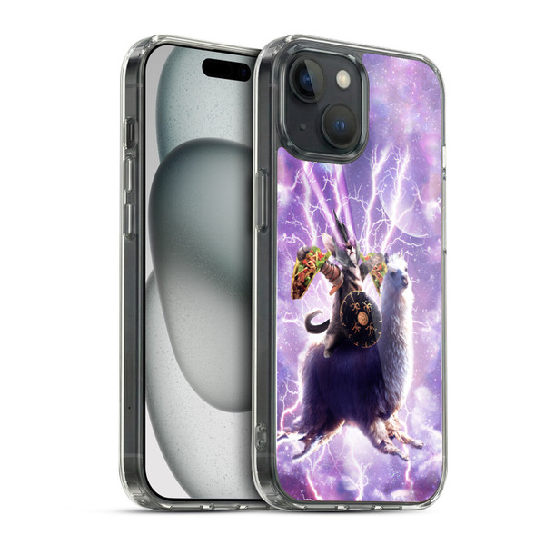 Random Galaxy Space Llama Lazer Cat & Tacos Soft Gel Case for Apple iPhone 15 & MagSafe