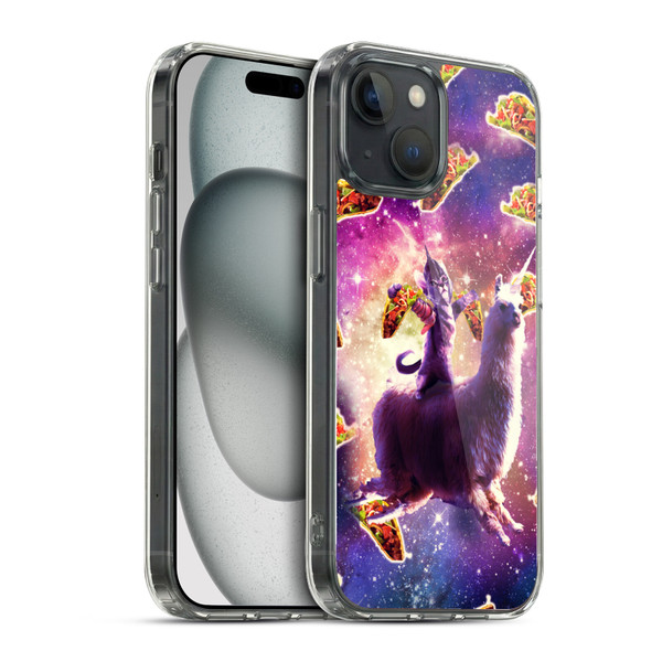 Random Galaxy Space Llama Warrior Cat & Tacos Soft Gel Case for Apple iPhone 15 & MagSafe