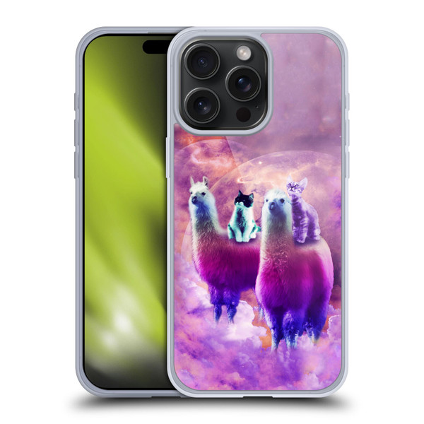 Random Galaxy Space Llama Kitty & Cat Soft Gel Case for Apple iPhone 15 Pro Max