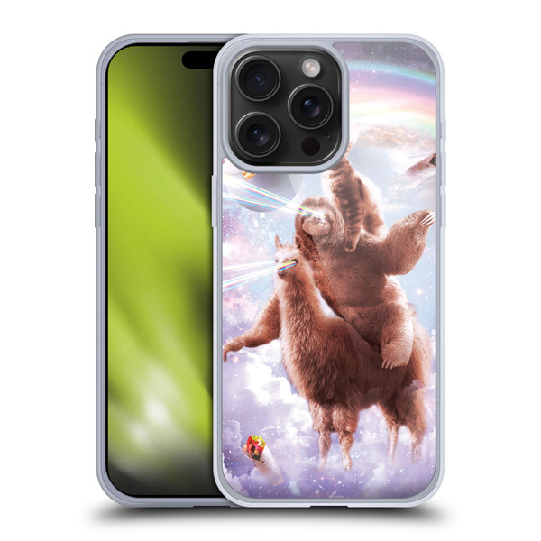 Random Galaxy Space Llama Sloth & Cat Lazer Eyes Soft Gel Case for Apple iPhone 15 Pro Max