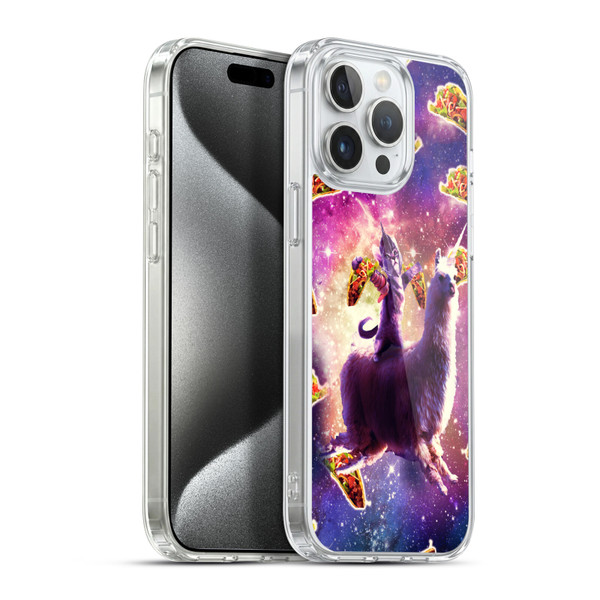 Random Galaxy Space Llama Warrior Cat & Tacos Soft Gel Case for Apple iPhone 15 Pro Max & MagSafe
