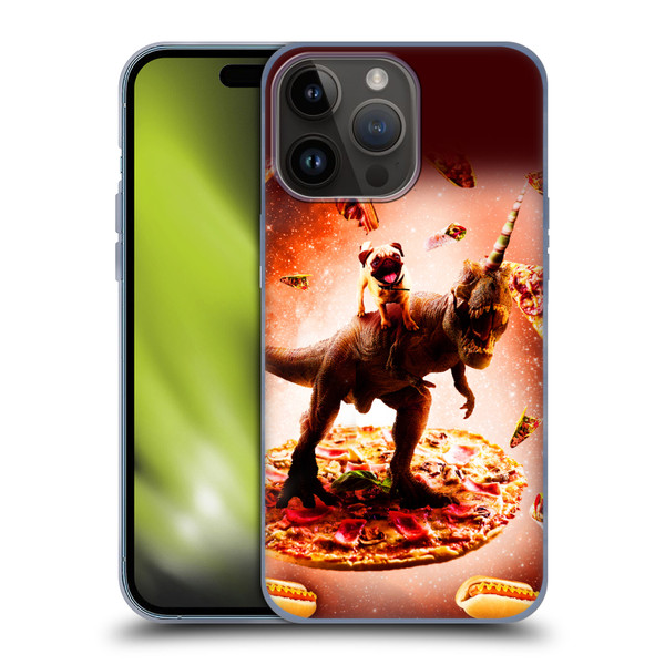 Random Galaxy Space Pizza Ride Pug & Dinosaur Unicorn Soft Gel Case for Apple iPhone 15 Pro Max