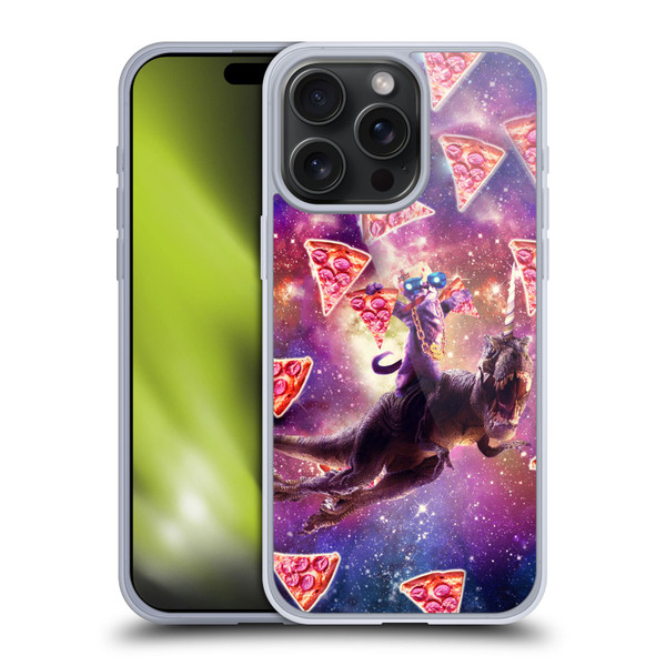 Random Galaxy Space Pizza Ride Thug Cat & Dinosaur Unicorn Soft Gel Case for Apple iPhone 15 Pro Max