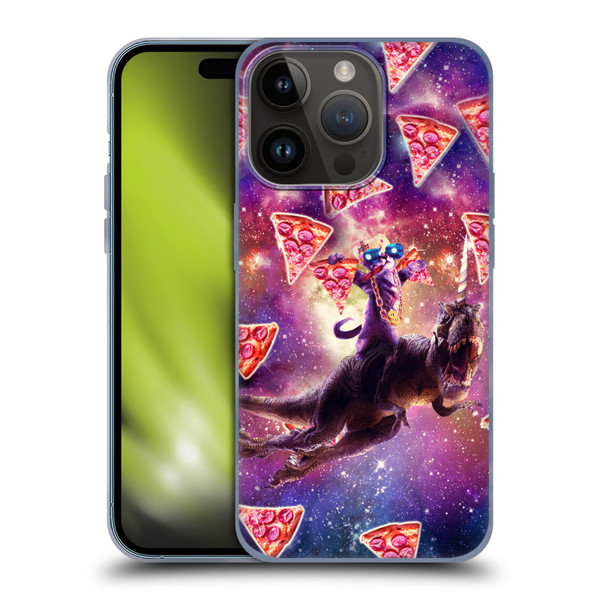 Random Galaxy Space Pizza Ride Thug Cat & Dinosaur Unicorn Soft Gel Case for Apple iPhone 15 Pro