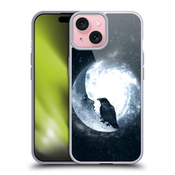 Barruf Animals Crow and Its Moon Soft Gel Case for Apple iPhone 15