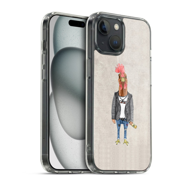 Barruf Animals Punk Rooster Soft Gel Case for Apple iPhone 15 & MagSafe