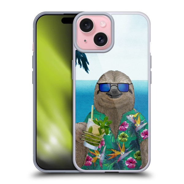 Barruf Animals Sloth In Summer Soft Gel Case for Apple iPhone 15