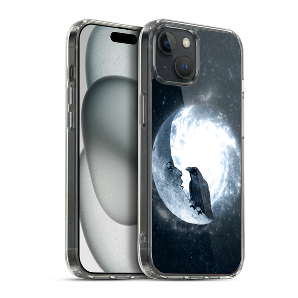 Barruf Animals Crow and Its Moon Soft Gel Case for Apple iPhone 15 Plus & MagSafe