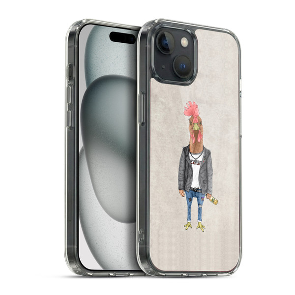 Barruf Animals Punk Rooster Soft Gel Case for Apple iPhone 15 Plus & MagSafe