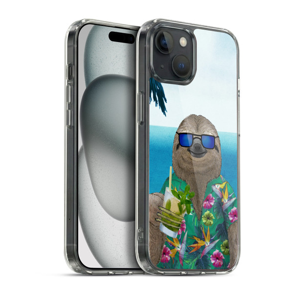 Barruf Animals Sloth In Summer Soft Gel Case for Apple iPhone 15 Plus & MagSafe