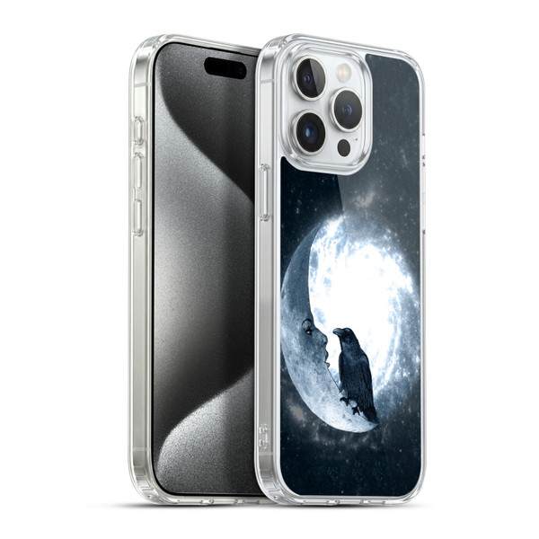 Barruf Animals Crow and Its Moon Soft Gel Case for Apple iPhone 15 Pro Max & MagSafe