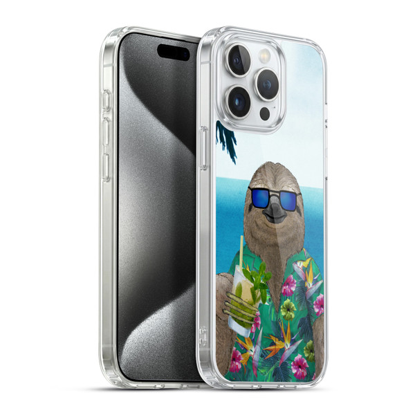 Barruf Animals Sloth In Summer Soft Gel Case for Apple iPhone 15 Pro Max & MagSafe