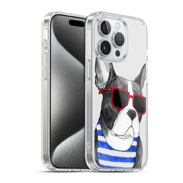 Barruf Dogs Frenchie Summer Style Soft Gel Case for Apple iPhone 15 Pro & MagSafe