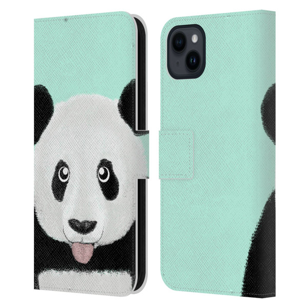 Barruf Animals The Cute Panda Leather Book Wallet Case Cover For Apple iPhone 15 Plus